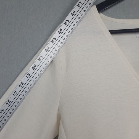 Madewell Texture & Thread Women's Crepe Wrap Crop Top Sz Large Long Sleeve Cream - Picture 13 of 14